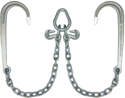 Adjustable V-strap with chain and hook clusters. V, vstrap, hooks